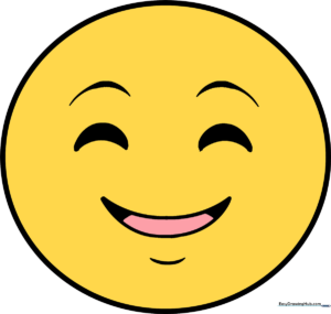 A vibrant, finished happy emoji drawing, showcasing the final result of the step-by-step tutorial.
