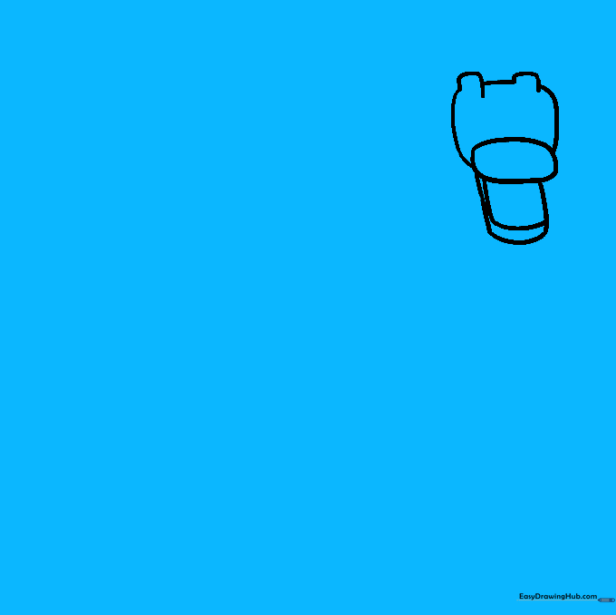 Drawing the neck and the initial rounded square torso shape for the Minecraft dragon.