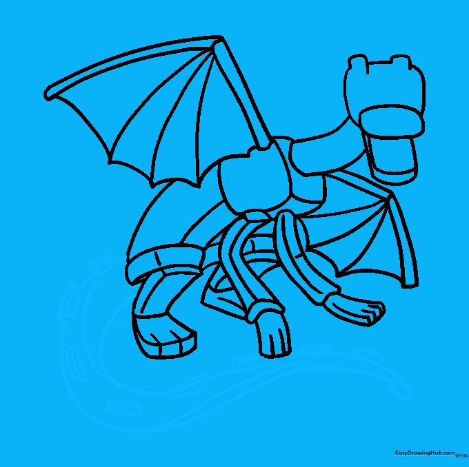 Adding the long, spiked tail to the Ender Dragon's body.
