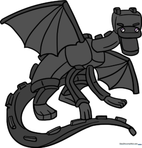 A complete, high-quality illustration of the Minecraft Ender Dragon in flight.