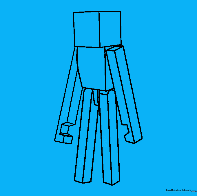 Adding pixelated texture markings to the limbs.