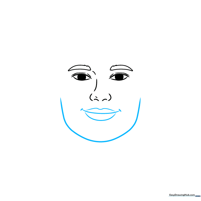 Outlining the jawline and mouth structure for the Haaland portrait.