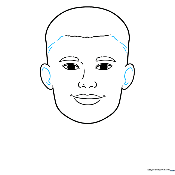 Adding inner ear details and extending the hairline.