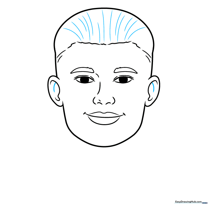 Adding texture lines to the hair to create a realistic look.