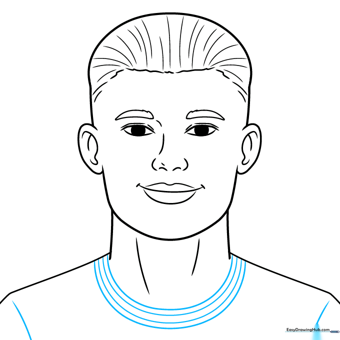 Adding the jersey collar and shoulder details to the drawing.