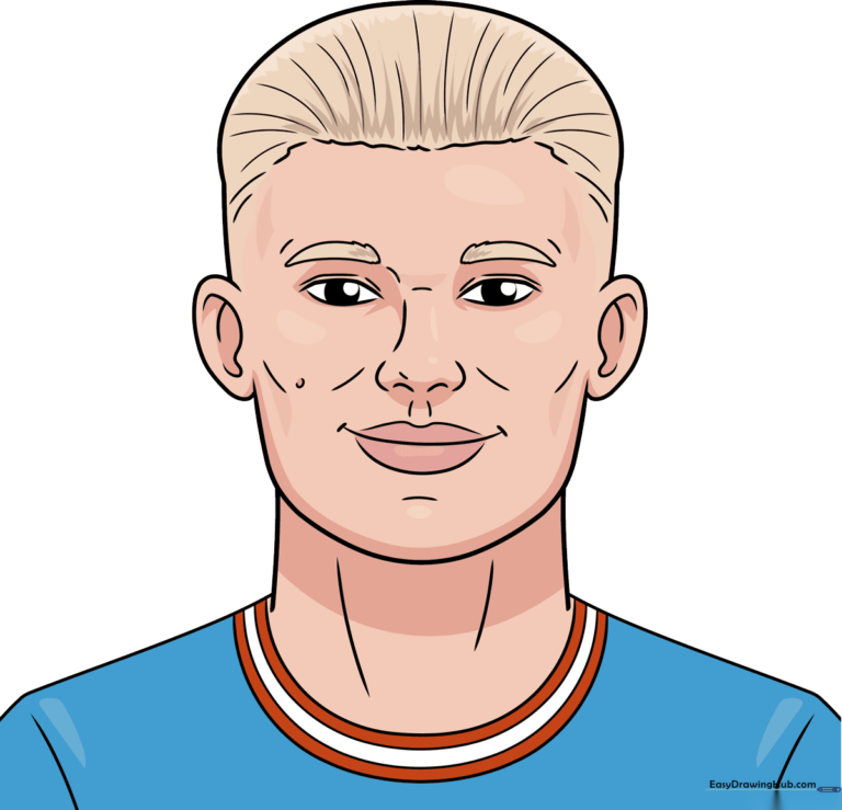 A vibrant, finished drawing of soccer star Erling Haaland, perfect for young fans to emulate.