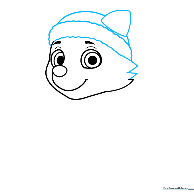 Everest's winter hat outline with zig-zag fur texture on the cheek.