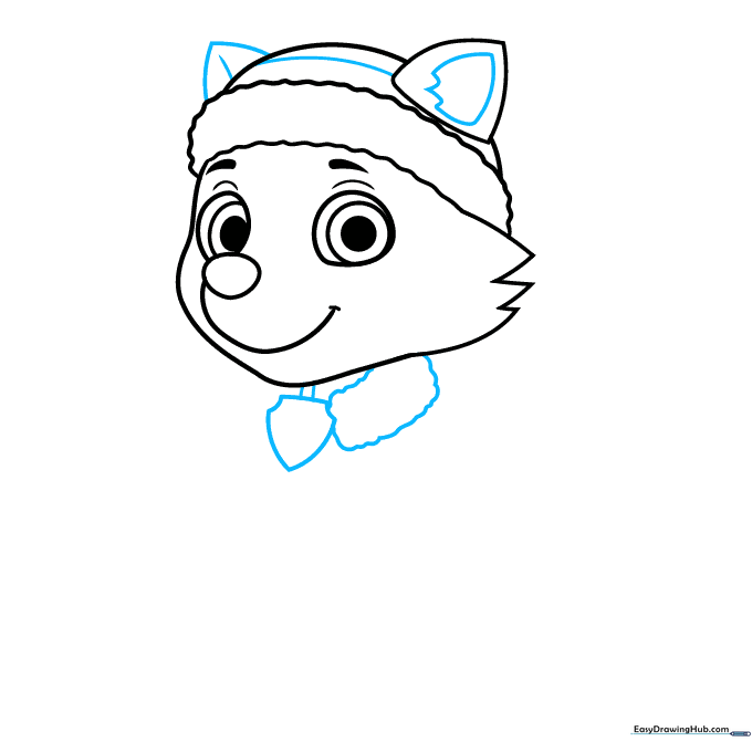 Everest's ears and pup tag collar added to the drawing.