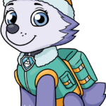 Colorful, finished illustration of Everest from PAW Patrol, ready for coloring.