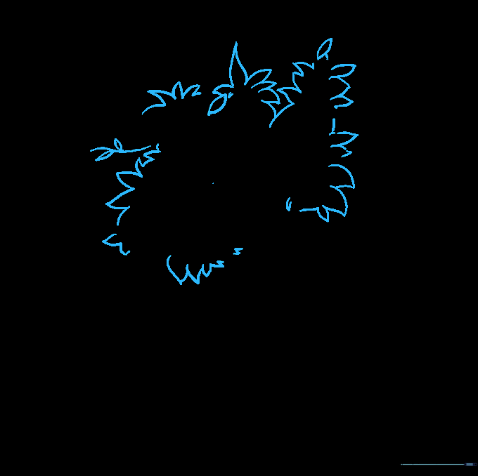 Drawing a large, irregular, cloud-like outline around the branches to represent the tree canopy.