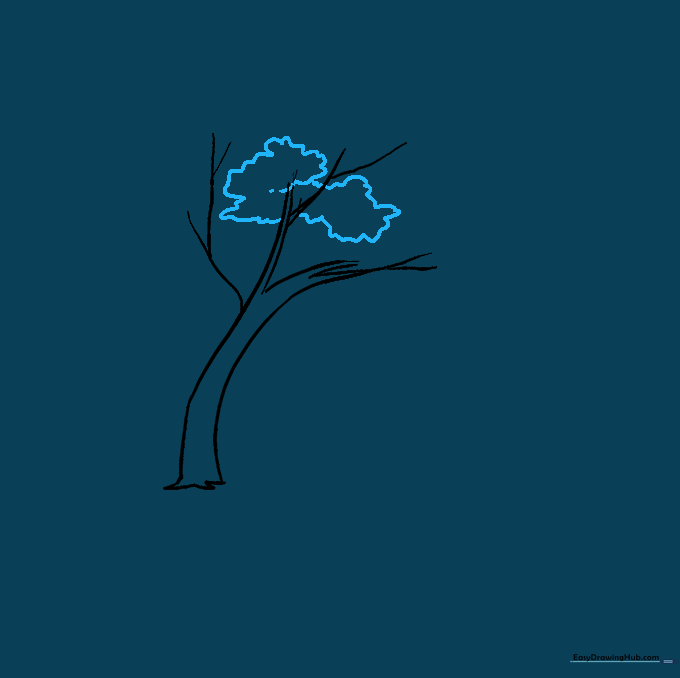 A cloud-like outline representing a cluster of leaves attached to the top branches.