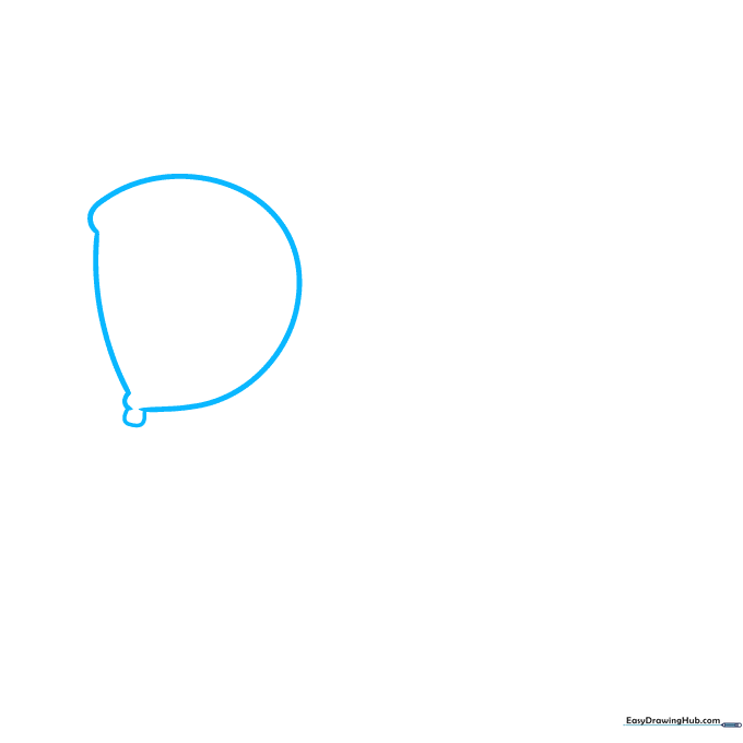 Pencil sketch of the first balloon base with a semi-circle and rounded square bottom.
