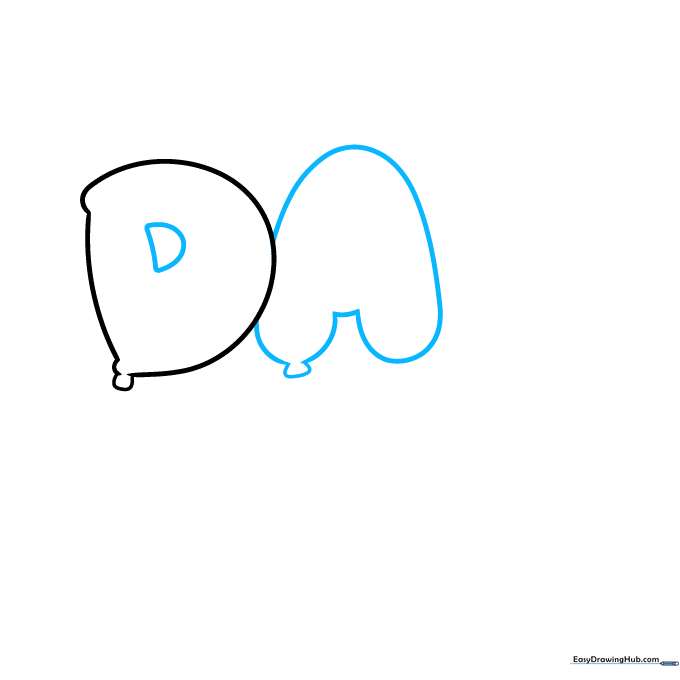 Adding the letter D and secondary balloon shapes with a small triangle base.