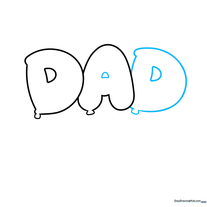Drawing nested D letters and adding a small rectangle to the balloon base.