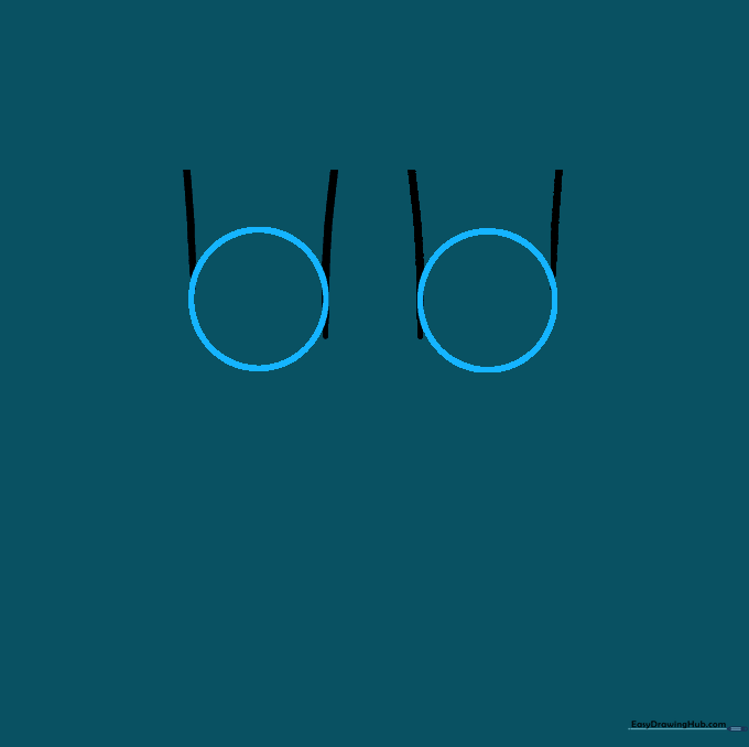 Circles drawn at the base of the ankle lines to represent joints.