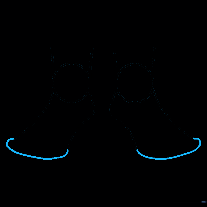 A curved line closing the front of the foot shape.