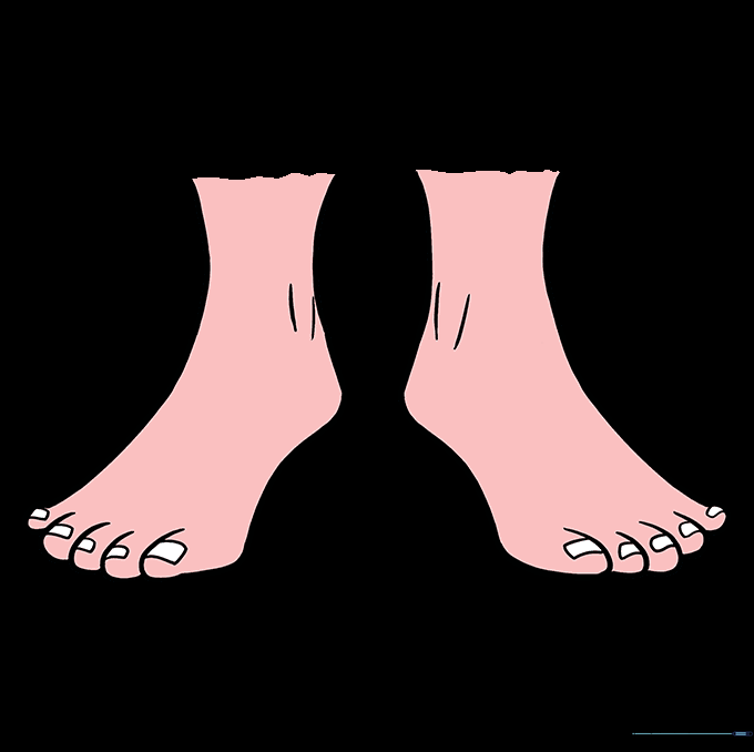 The finished foot drawing with color and detail.