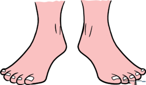 A colorful, finished illustration of two feet, perfect for beginner artists.