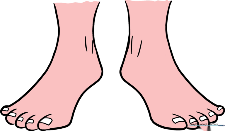 A colorful, finished illustration of two feet, perfect for beginner artists.