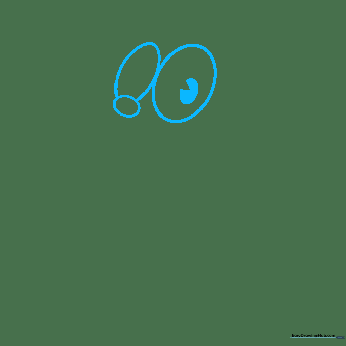 Pencil sketch showing two large ovals for Felix the Cat's eyes with inner pupils.