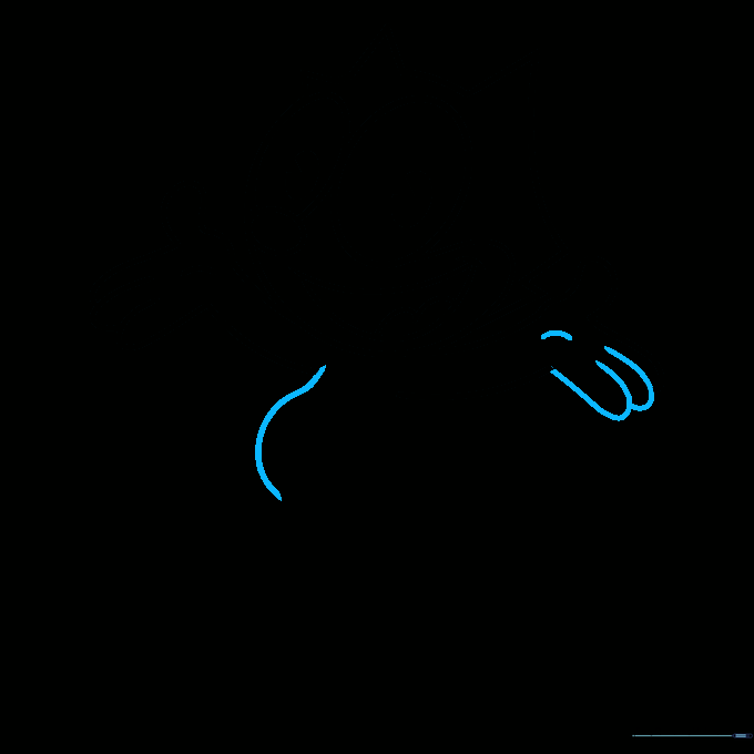 Defining the main body silhouette with a large hook shape.