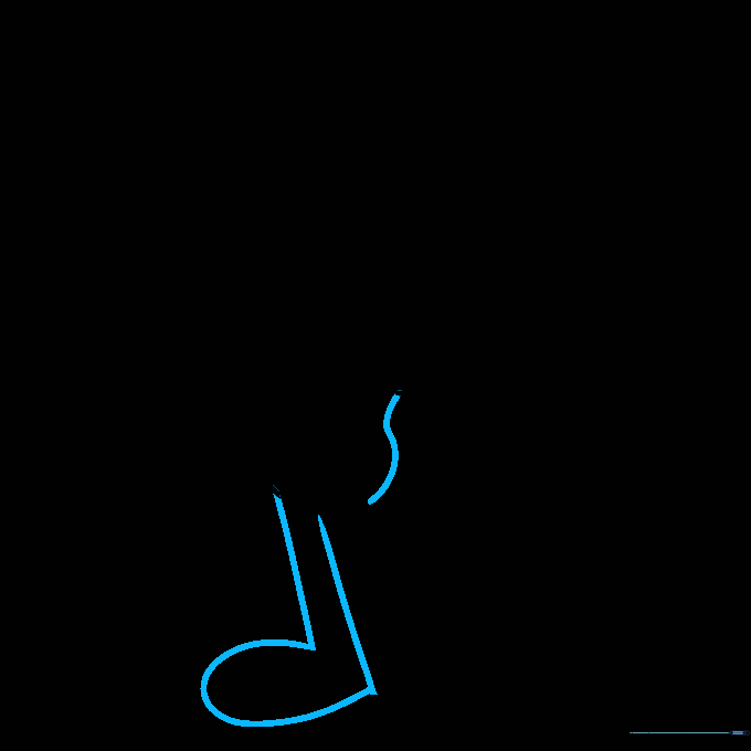 Drawing the legs and feet using simple lines and loops.