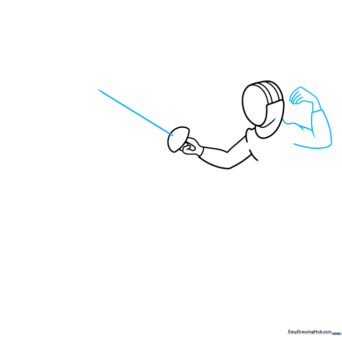 Adding the straight sword blade and the second arm bent at the elbow.