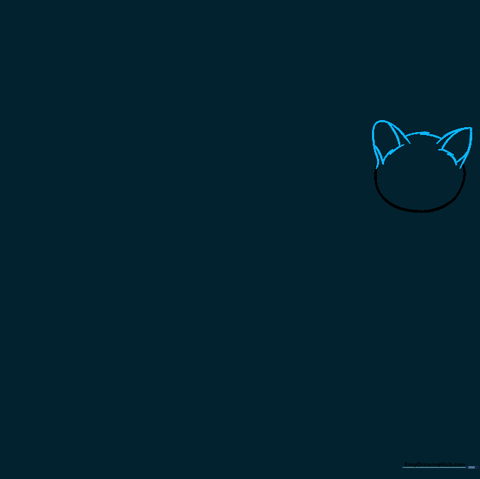 Drawing the cat ears with jagged lines to represent fur texture.