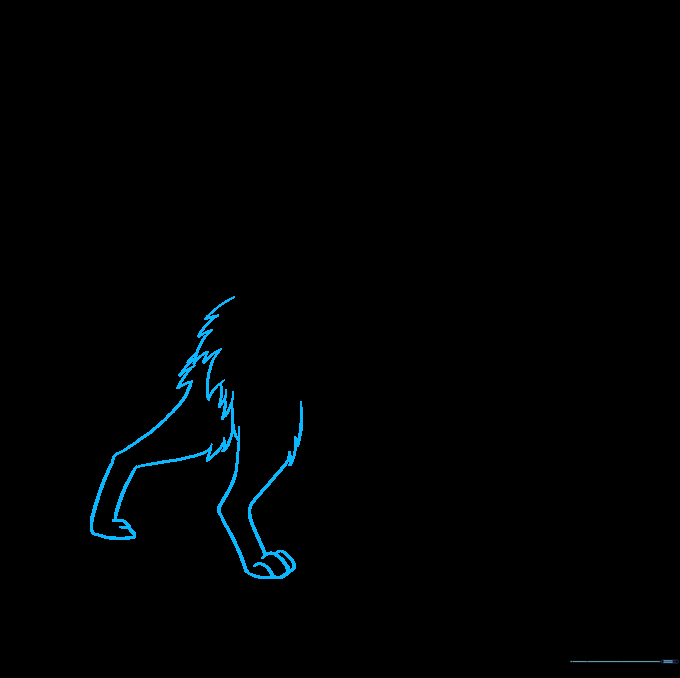 Drawing the rear legs and paws of the cat.