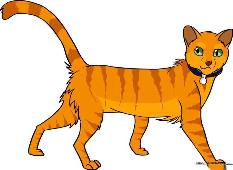 A colorful, finished illustration of Firestar from Warrior Cats.