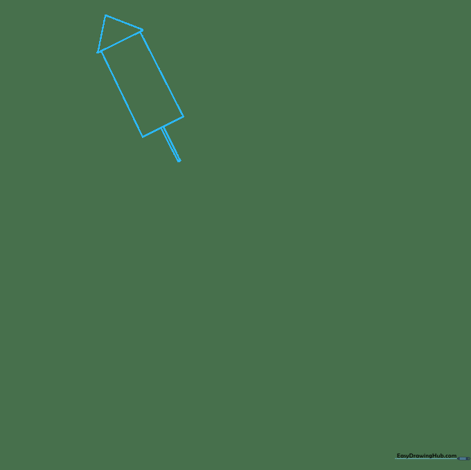 Sketching the basic rectangular body and triangular nose cone of a firework rocket.