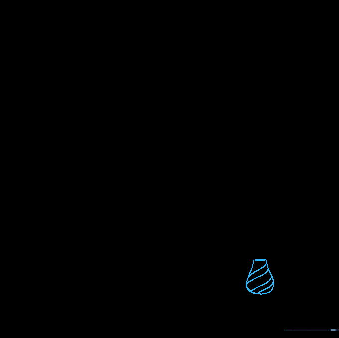 Drawing the base structure of a fountain-style firework.