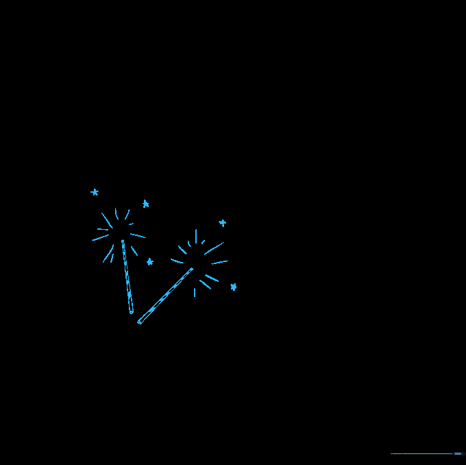 Drawing a handheld sparkler with a starburst effect at the tip.