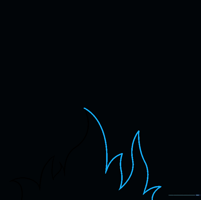 Multiple curved lines of varying lengths added to the sides of the central flame to create a flickering effect.