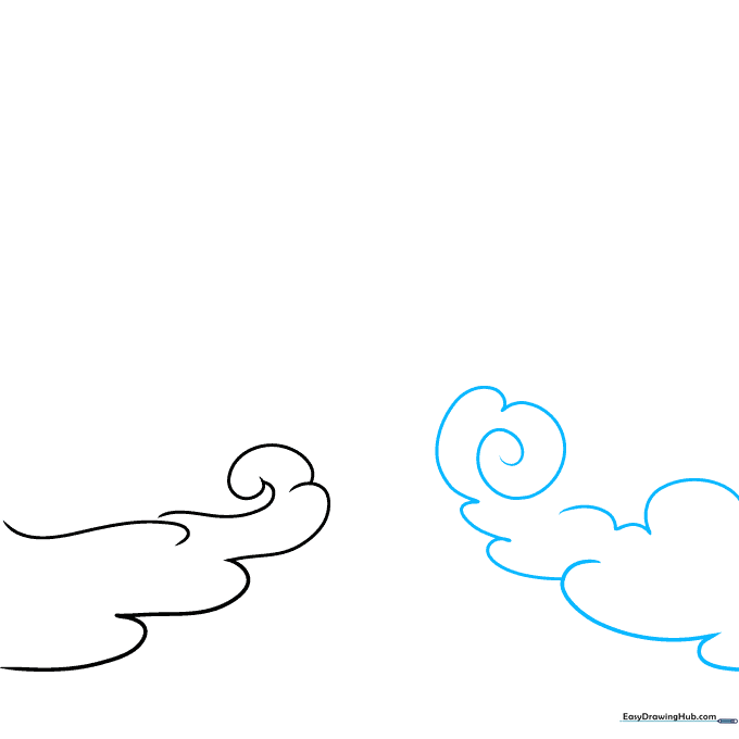 Drawing showing added spiral details at the ends of the fog lines to suggest motion.