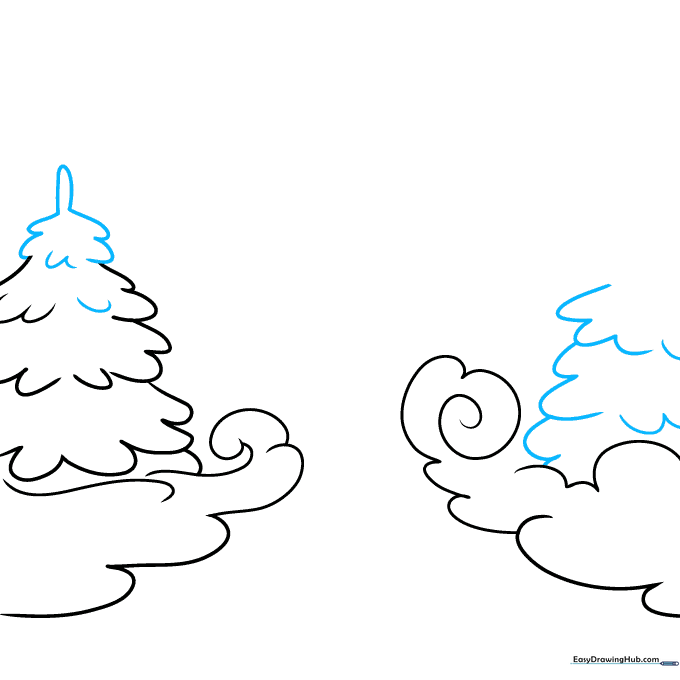 Adding height to the tree silhouettes with additional loop shapes.