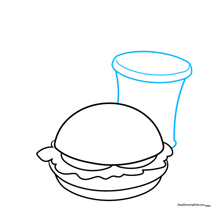 Outline of a cylindrical soda cup with a lid.
