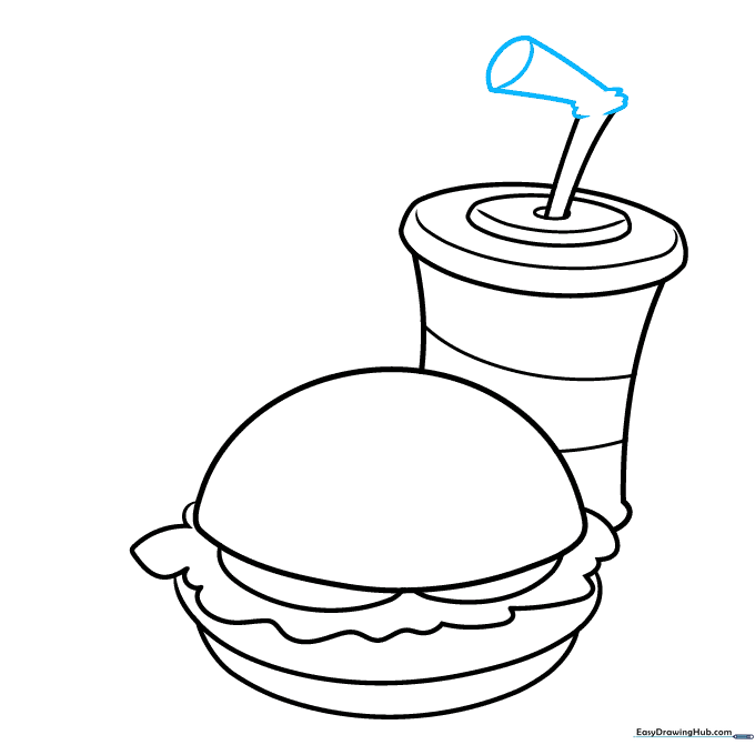 Soda cup with a bent straw detail.