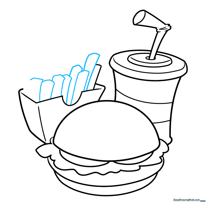 Fry container being filled with multiple overlapping fry shapes.
