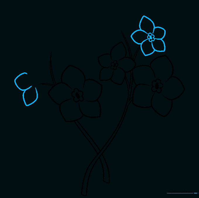 Adding a fourth and fifth flower to the growing cluster.