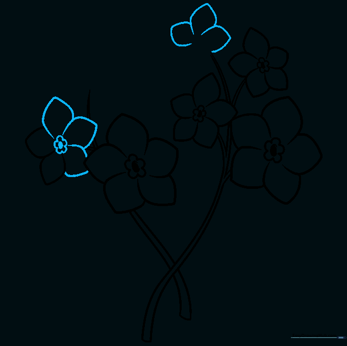 Adding more flowers to complete the floral cluster.