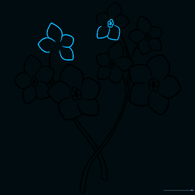 Refining the petals and centers of the flower cluster.