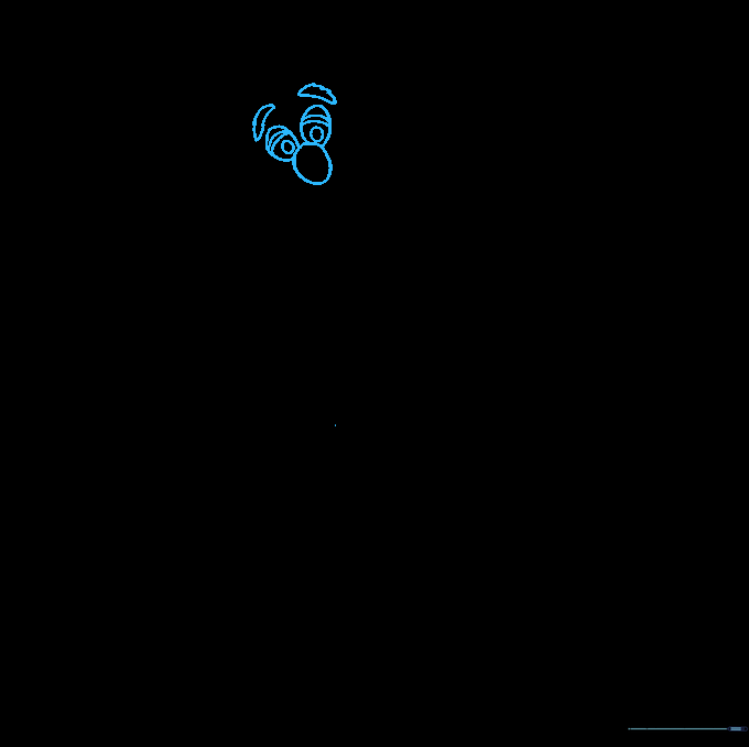 Detailed line drawing of Fozzie Bear's facial features including eyes, nose, and eyebrows.