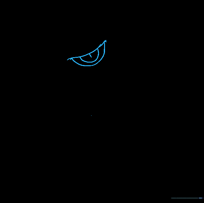 Line drawing of Fozzie Bear's smiling mouth and tongue.