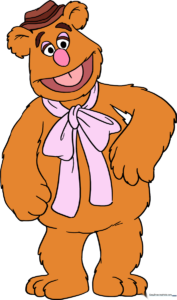A vibrant, finished drawing of Fozzie Bear from The Muppet Show, ready for coloring.