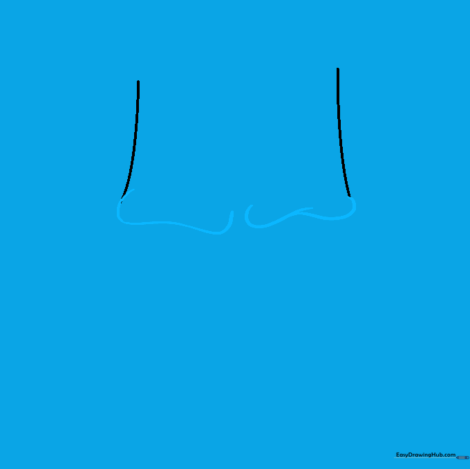 Two rounded W-shaped lines drawn underneath the forehead to represent heavy eyebrows.