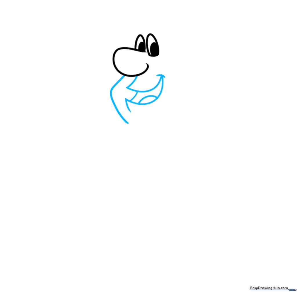 Line drawing of Fred Flintstone's open mouth and jawline.