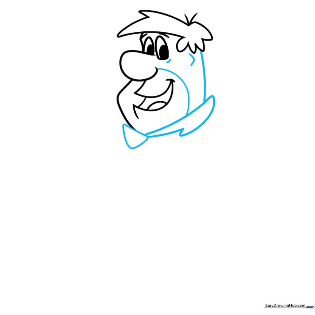 Detailed view of Fred Flintstone's necktie and facial stubble.