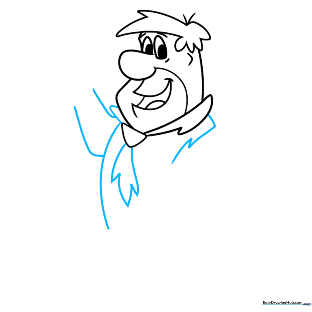 Outline of Fred Flintstone's torso and sleeve using jagged lines.