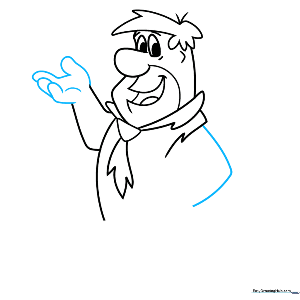 Close-up of Fred Flintstone's hand and arm structure.